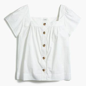JCrew square-neck button-front top in stretch cotton poplin